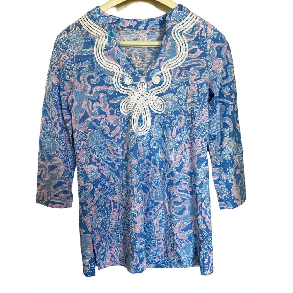 Lilly Pulitzer | Size XS Marco Island Tunic Top Shirt Blouse Floral Ocean